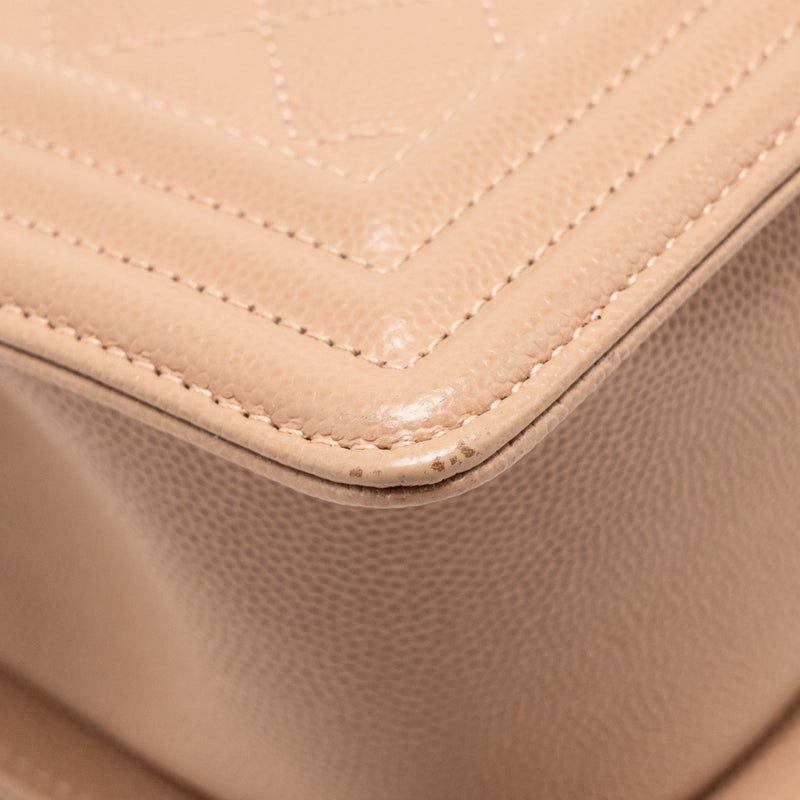 Chanel Medium Boy Bag Grained Calfskin Beige GHW