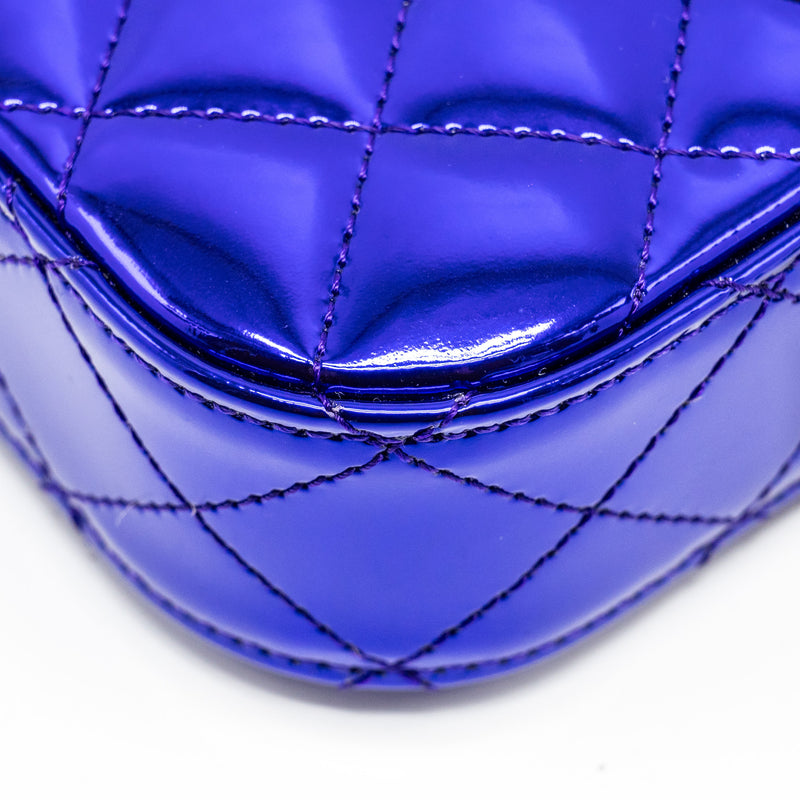 Chanel 24C mini flap bag with star coin purse patent/calfskin metallic purple LGHW (microchip)
