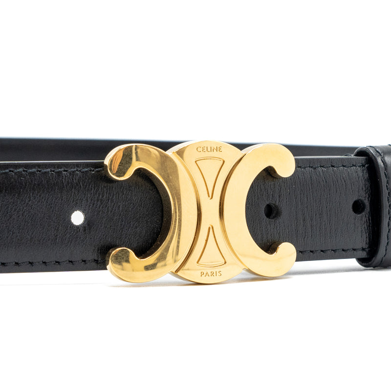 Celine Size 85 Triomphe Belt Smooth Calfskin Black GHW