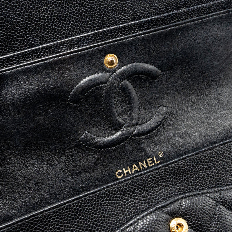 Chanel Medium classic double flap bag caviar Black GHW