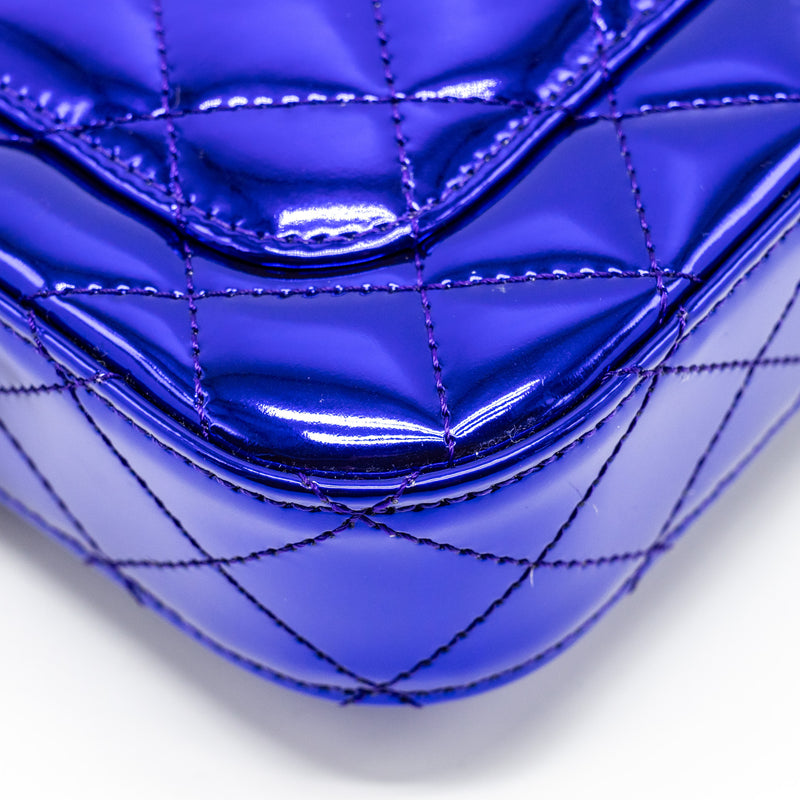 Chanel 24C mini flap bag with star coin purse patent/calfskin metallic purple LGHW (microchip)