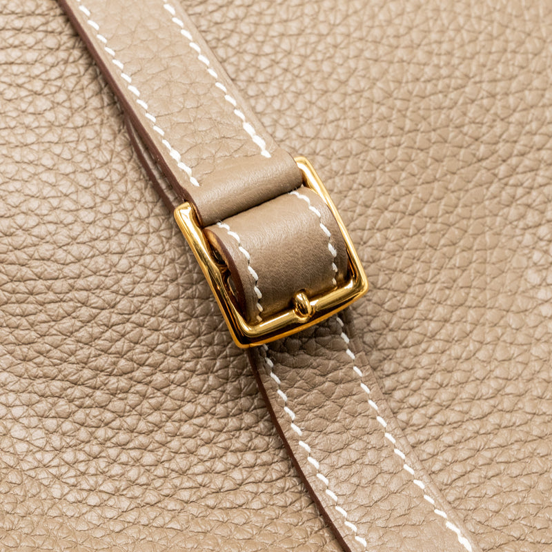 Hermes Halzan 25 Clemence Etoupe GHW Stamp Z