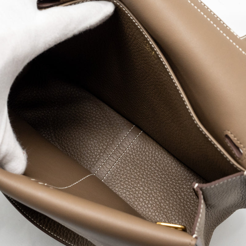 Hermes Halzan 25 Clemence Etoupe GHW Stamp Z