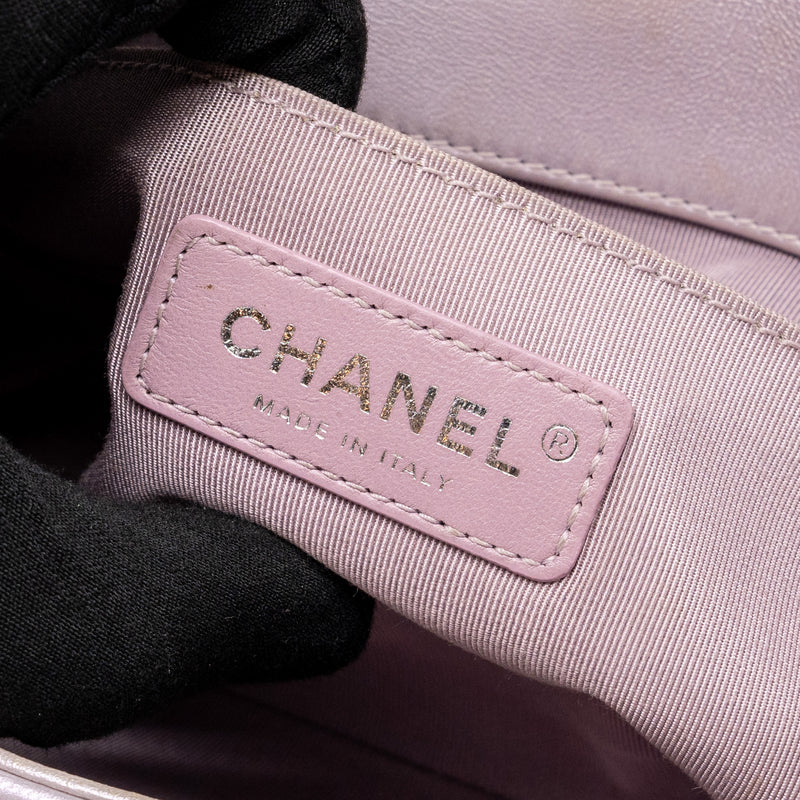 Chanel Small Chevron Boy Bag Lambskin iridescent light purple SHW