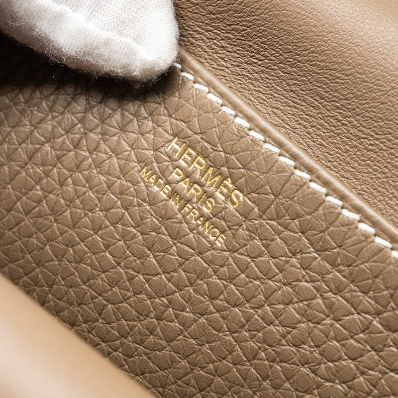 Hermes Halzan 25 Clemence Etoupe GHW Stamp Z