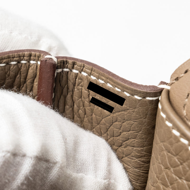 Hermes Halzan 25 Clemence Etoupe GHW Stamp Z