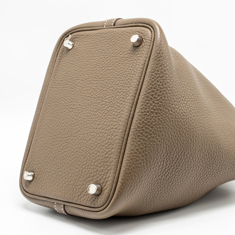 Hermes picotin 18 lock bag clemence Etoupe SHW stamp A