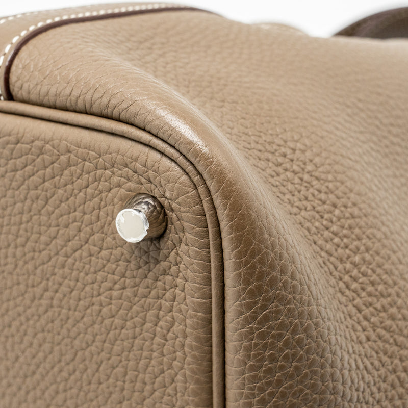Hermes picotin 18 lock bag clemence Etoupe SHW stamp A