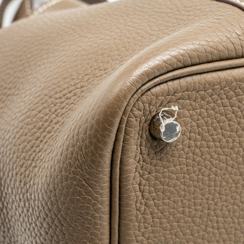 Hermes picotin 18 lock bag clemence Etoupe SHW stamp A