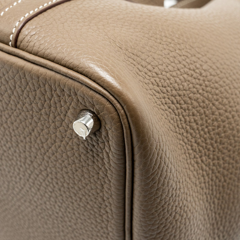 Hermes picotin 18 lock bag clemence Etoupe SHW stamp A