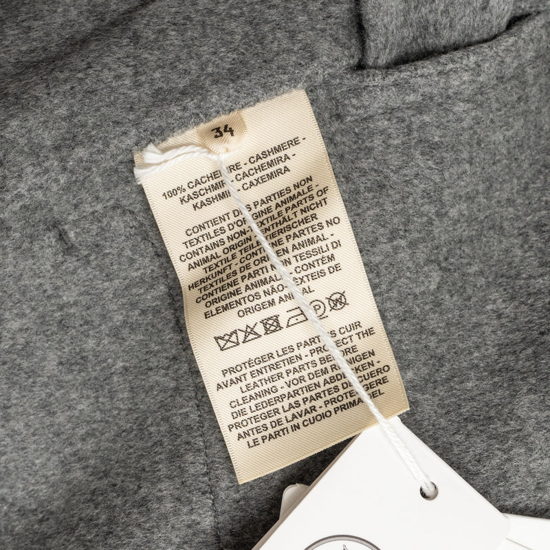 Hermes Size 34 Double-face Long Inspi Couverture Coat Cashmere Gris Crayon