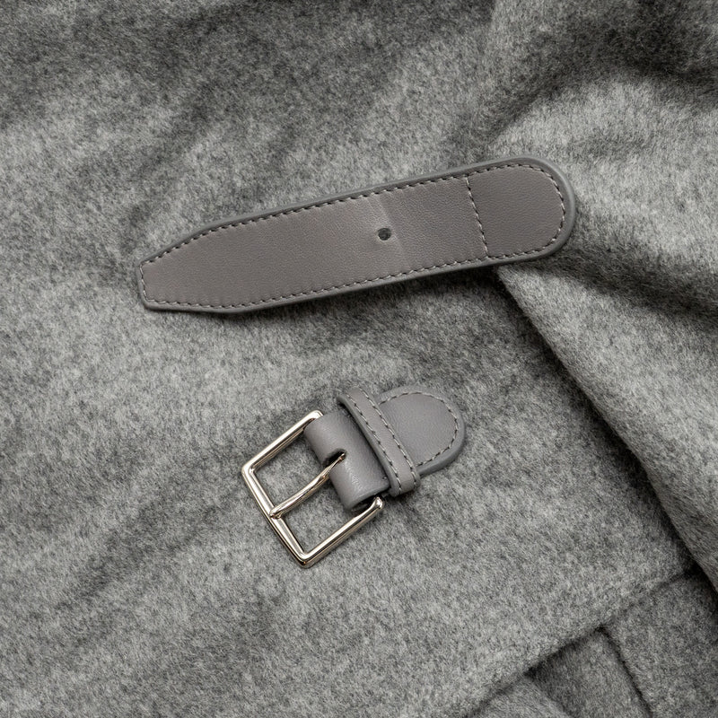 Hermes Size 34 Double-face Long Inspi Couverture Coat Cashmere Gris Crayon