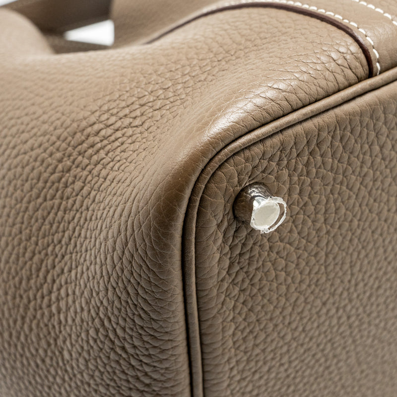 Hermes picotin 18 lock bag clemence Etoupe SHW stamp A