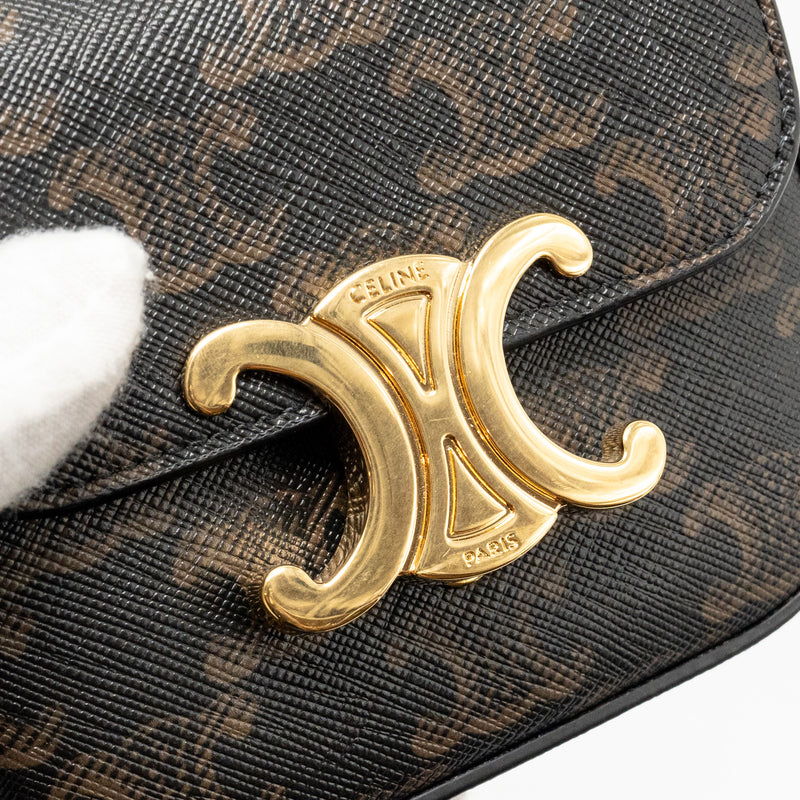 Celine Mini Claud bag triomphe canvas / calfskin tan GHW