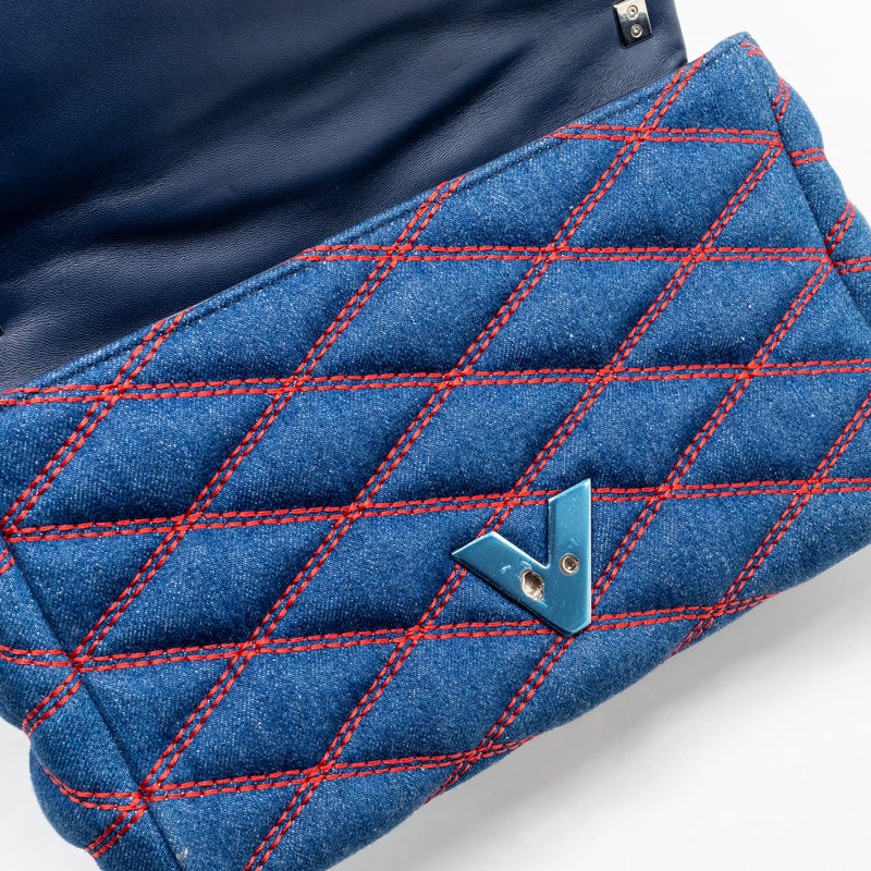 Louis Vuitton Malletahe Go-14 MM bag Denim/Leather Blue/Red SHW