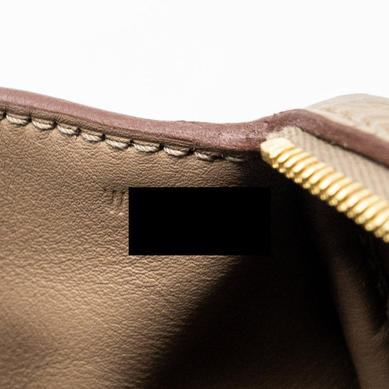 Hermes mini Lindy Clemence Etoupe with Chai-Nata-Blue Brume Strap GHW Stamp W