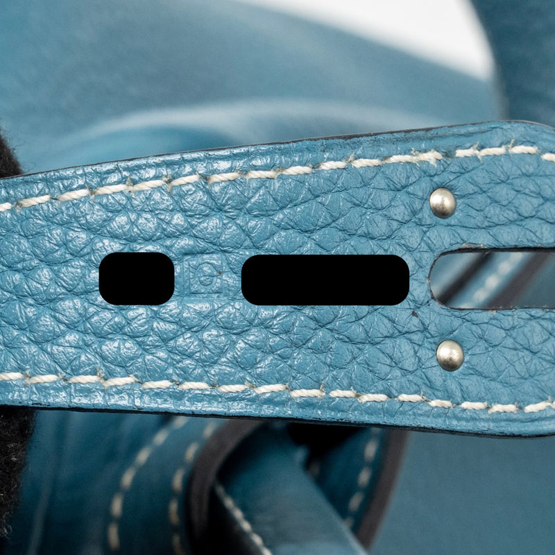 Hermes Lindy 30 Clemence Blue Jeans SHW Stamp Square O