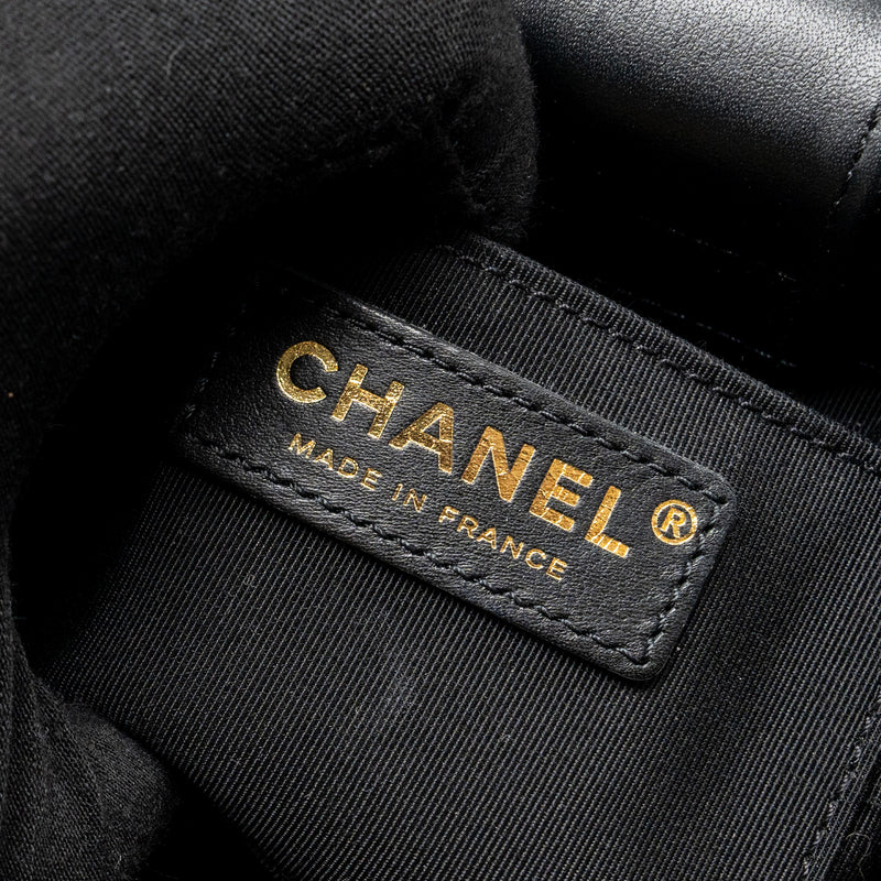 Chanel Top handle boy bucket bag lambskin black GHW