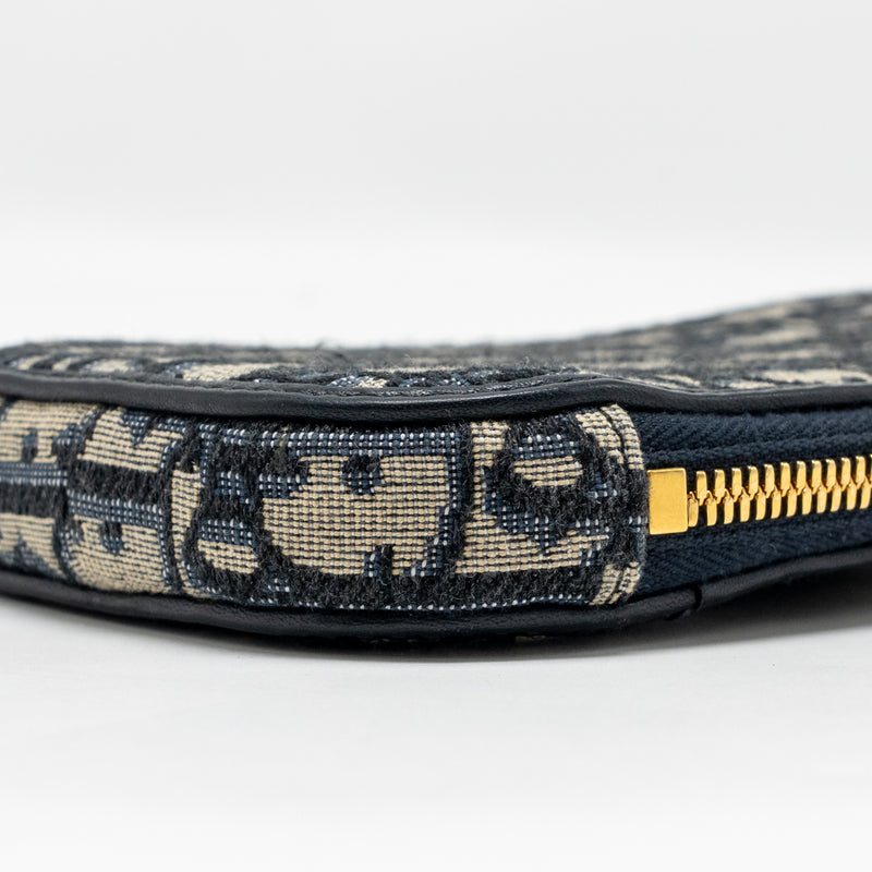 Dior 30 Montaigne Phone Pouch Oblique Jacquard Canvas Navy GHW