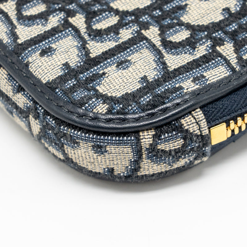 Dior 30 Montaigne Phone Pouch Oblique Jacquard Canvas Navy GHW