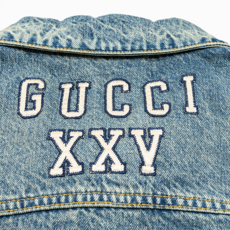 Gucci Size 46 Embroidered NY Logo Limited Edition Denim Jacket Cotton Blue
