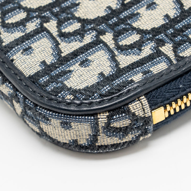 Dior 30 Montaigne Phone Pouch Oblique Jacquard Canvas Navy GHW