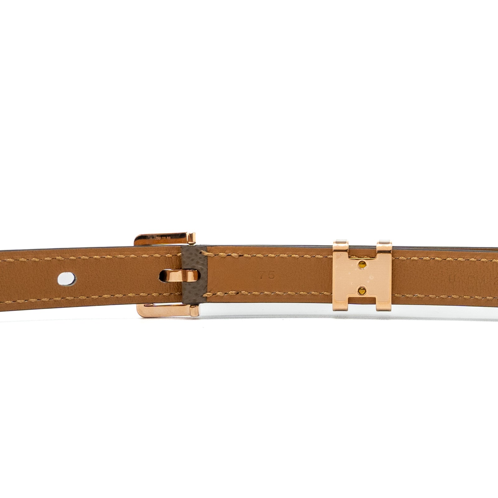 Hermes Pop-H Belt, Gold with silver hardware, size 75 HERMES H Buckle Belt Etoupe/Black Reversible Size 75 Gold  main image 2