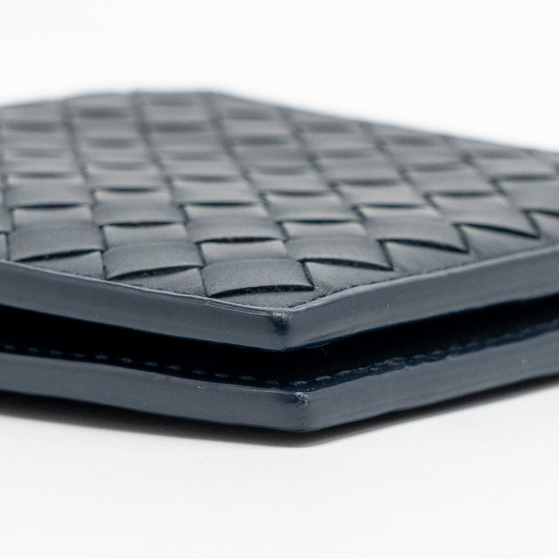 Bottega Veneta Intrecciato Piccolo Bi-Fold Wallet Calfskin Navy