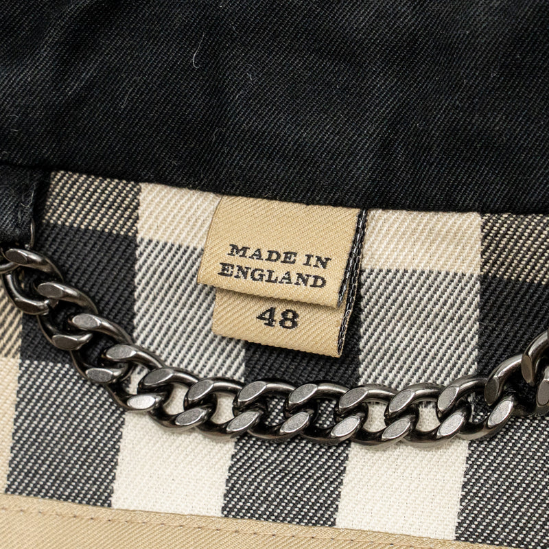 Burberry Size 48 Sandringham Short Trench Coat Cotton Black SHW