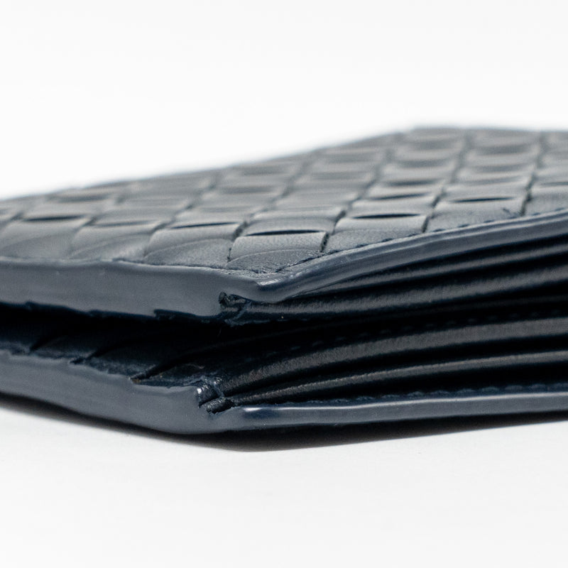 Bottega Veneta Intrecciato Piccolo Bi-Fold Wallet Calfskin Navy