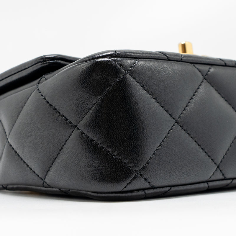 Chanel Coco Love Flap Bag Adjustable Chain Lambskin Black GHW (Microchip)