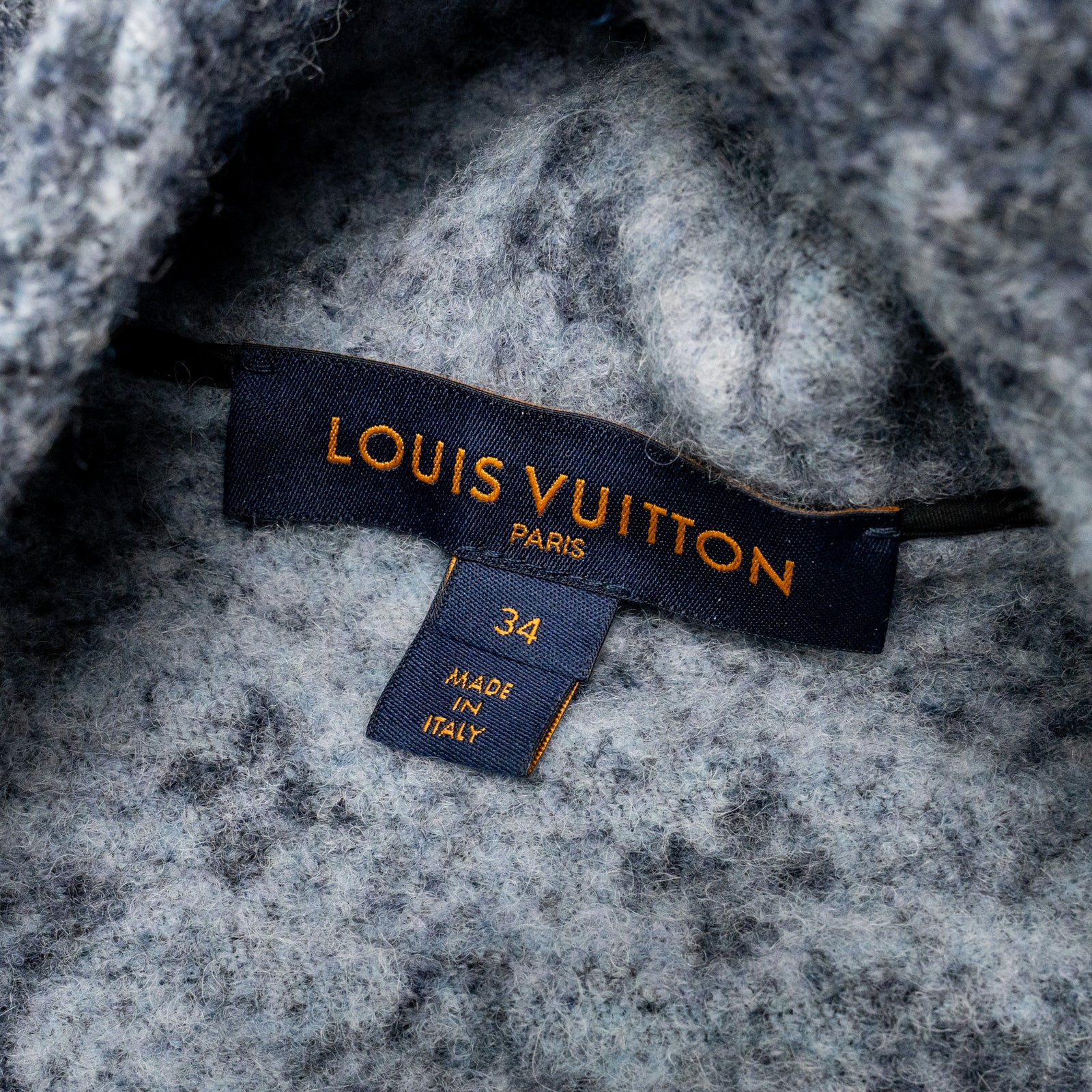 Louis Vuitton size 34 monogram jacquard zipped hoodie wool Grey/black
