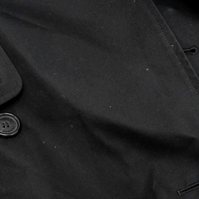 Burberry Size 48 Sandringham Short Trench Coat Cotton Black SHW