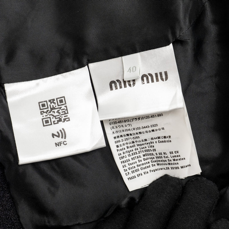 Miu Miu Size 40 Lace Buttoned Jacket Virgin Wool/Polyamide/Silk Black GHW