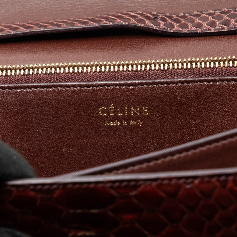 Celine medium classic box bag python burgundy GHW