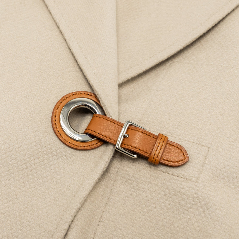 Hermes Sizer 38 Caban Fermoir Oeillet Double Face Coat Cashmere Beige Argile