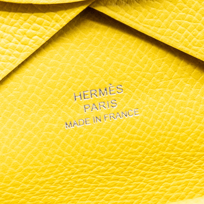 Hermes Calvi Cardholder Epsom Jaune de Naples SHW Stamp B