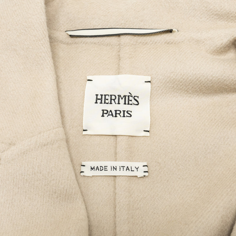 Hermes Sizer 38 Caban Fermoir Oeillet Double Face Coat Cashmere Beige Argile