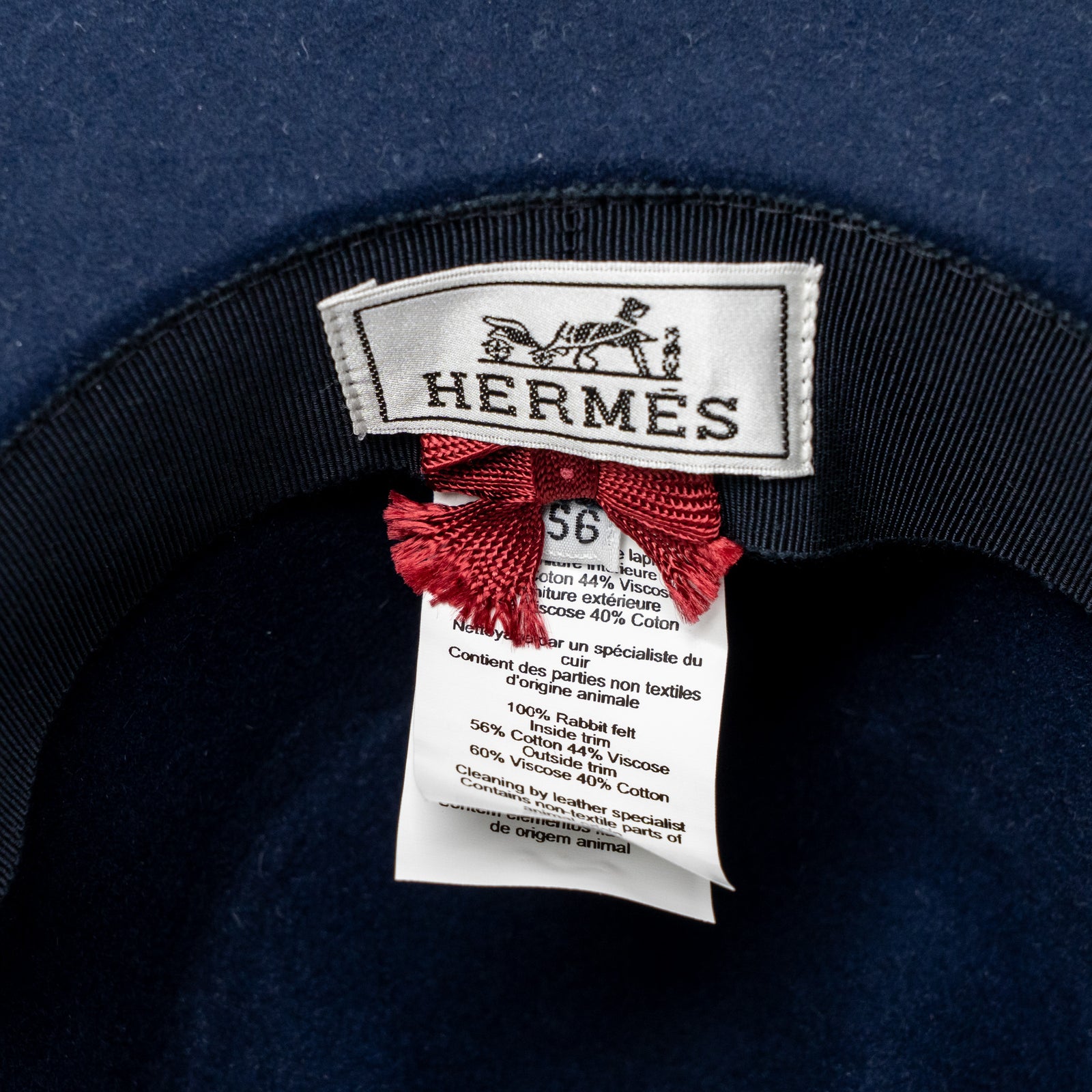 Hermes Size 56 Farrah Pop H Hat Rabbit Felt Blue/Red GHW