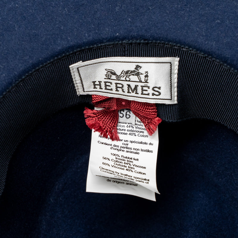 Hermes Size 56 Farrah Pop H Hat Rabbit Felt Blue/Red GHW
