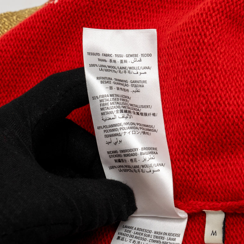 Gucci Size M Rabbit Embroidered Sweater Wool Red/Multicolour