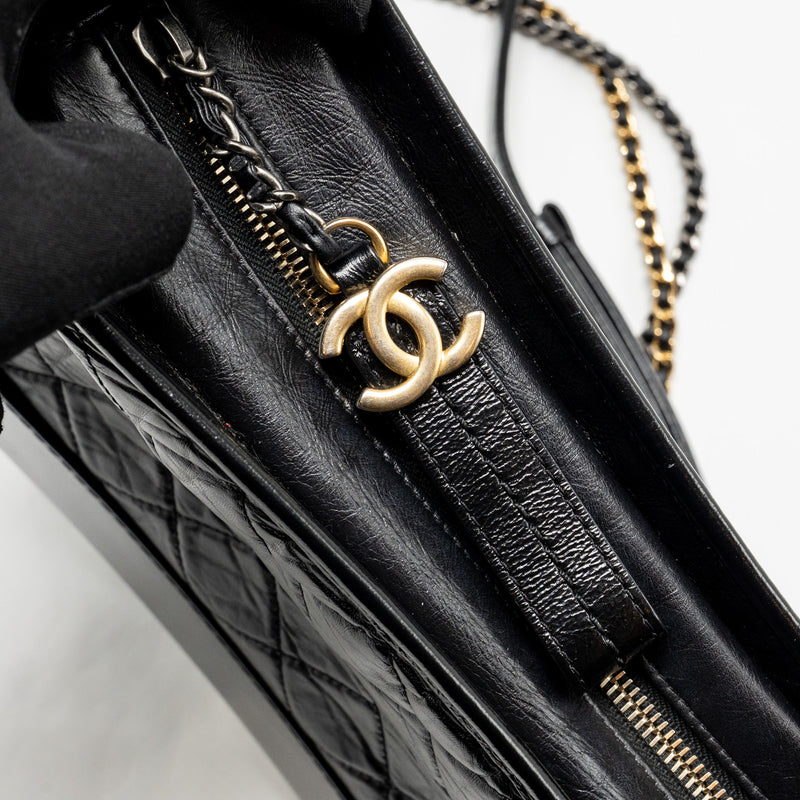 Chanel New Medium Gabrielle Hobo Bag Calfskin Black Multicolour Hardware