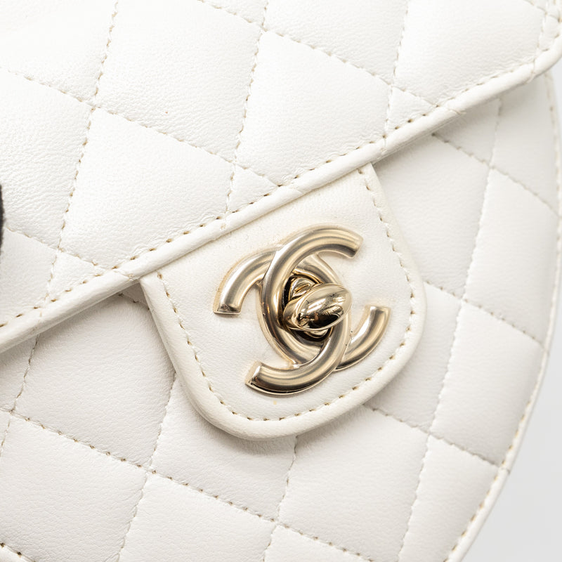 Chanel 22S Small Heart Bag Lambskin White LGHW