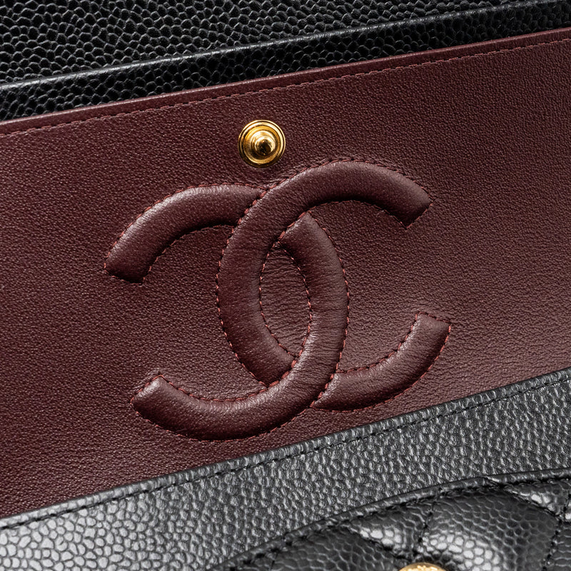 Chanel medium classic double flap bag Caviar black GHW (microchip)