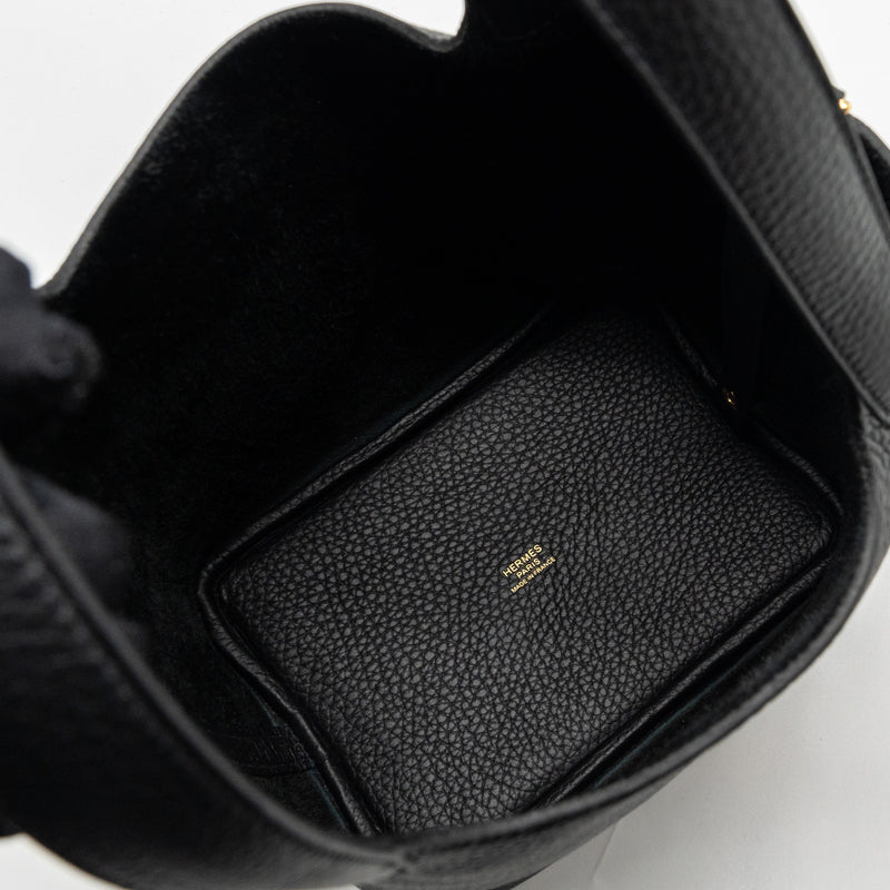 Hermers Picotin 18 Lock Bag Clemence Black GHW Stamp B