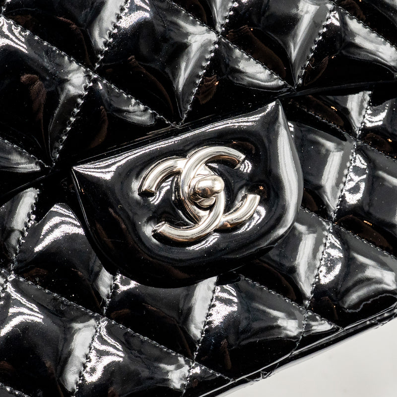 CHANEL Jumbo Classic Double Flap Bag Patent Black SHW