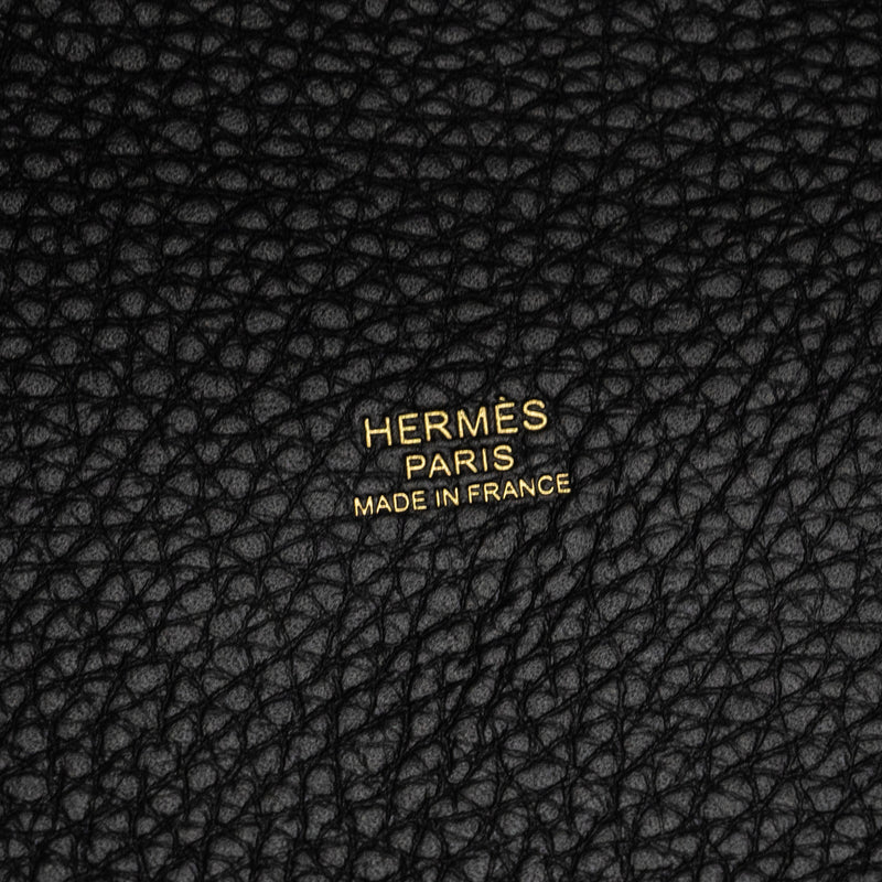 Hermers Picotin 18 Lock Bag Clemence Black GHW Stamp B