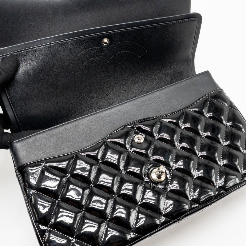 CHANEL Jumbo Classic Double Flap Bag Patent Black SHW