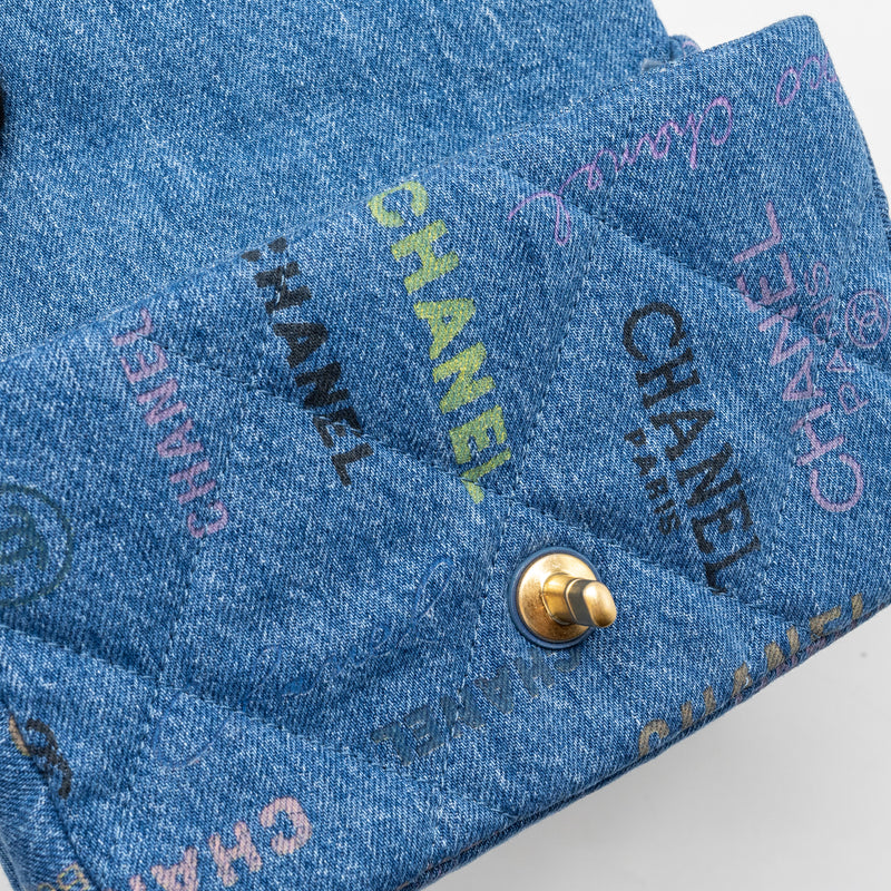 Chanel 22P Denim Flap Bag Denim Blue Brushed GHW (Microchip)