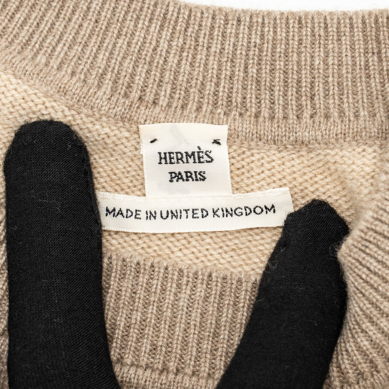 Hermes Size 38 Brides de Gala Long-Sleeve Sweater Cashmere Beige Lin